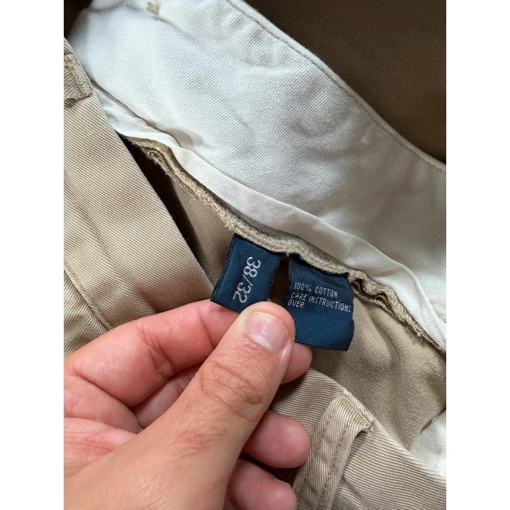 Polo Ralph Lauren Andrew Pant Mens 36x30 Khaki Pleated Cuffed Chino Pants Cotton